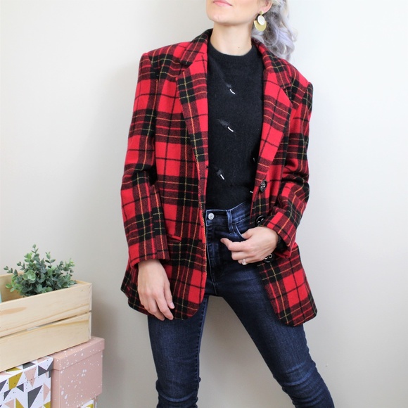 Vintage Jackets & Blazers - VIntage DonnyBrook 100% Wool Plaid Blazer